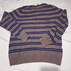 GAP Brown Crew Neck Striped Sweater SMALL